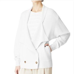 REISS Lukie Knitted Ivory White Cardigan